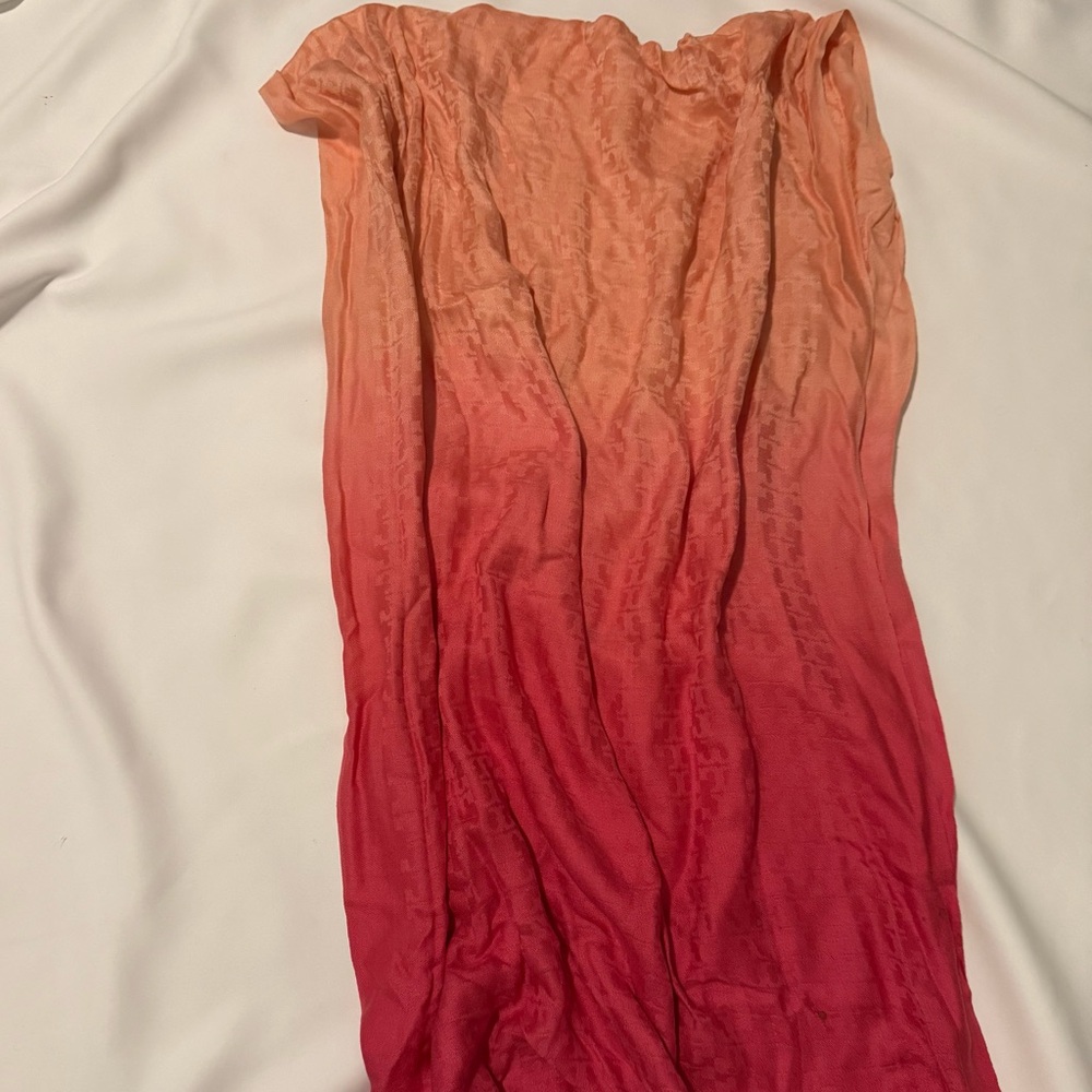 Tory Burch Red Dip Dye Scarf - Read